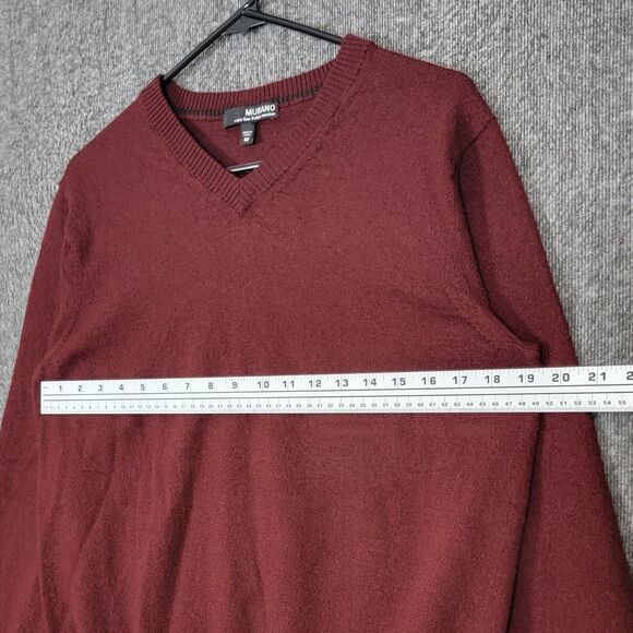Murano Sweater Womens Medium Maroon Brown 100% Merino Wool V Neck Pullover - Picture 5 of 12